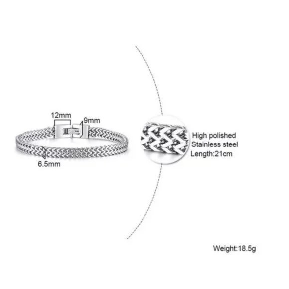 NEW Men’s Double Rope Chain Bracelet Stainless Sterling 9” Punk Silver Bracelet - Picture 6 of 8